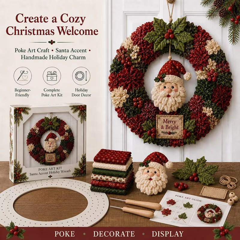 Art Craft Kit - 3D Kerst Stof Poke Art Kit,