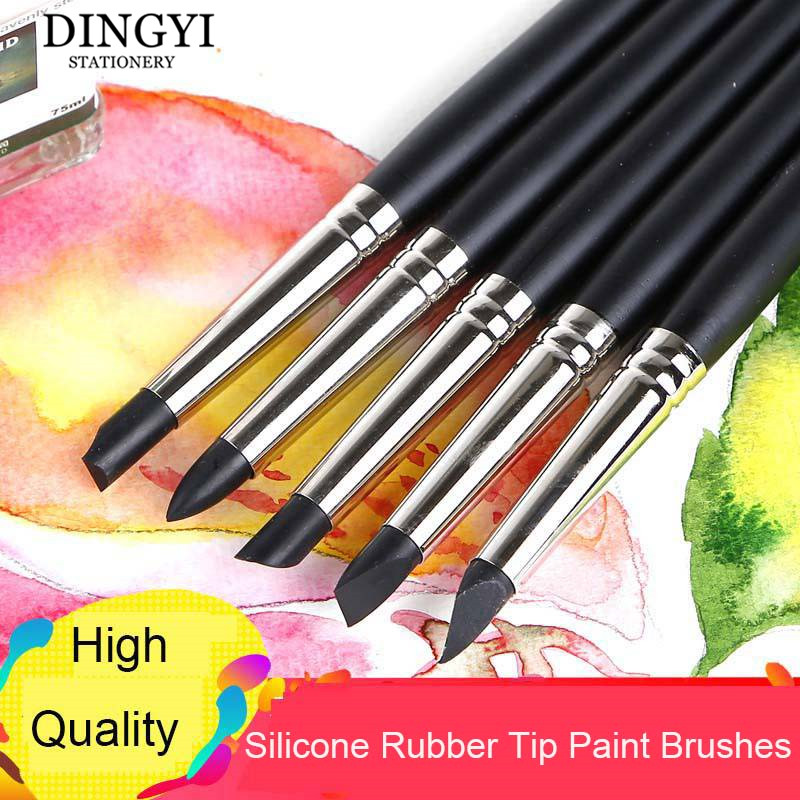 Gouache Paint Set - 5Pcs Silicone Rubber Tip Penselen Voor